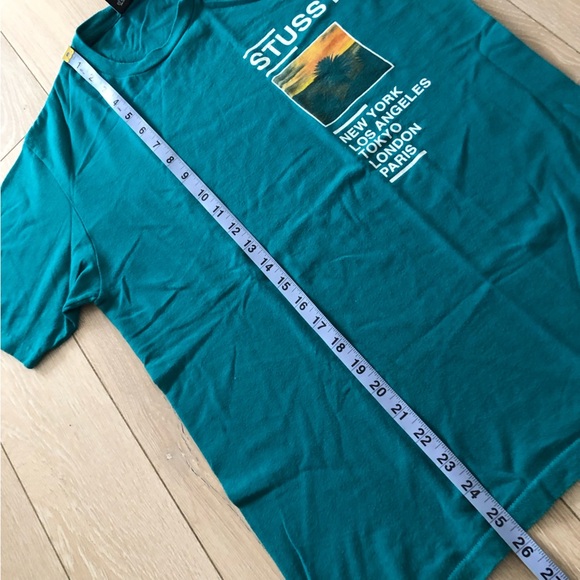 Vintage Stussy Teal Turquoise Sunset City T-shirt Size S - Picture 8 of 8